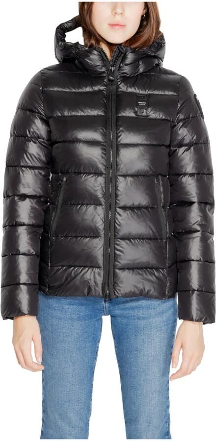 Blauer Zwarte Winterjas met Capuchon en Zakken Black Dames - Foto 7