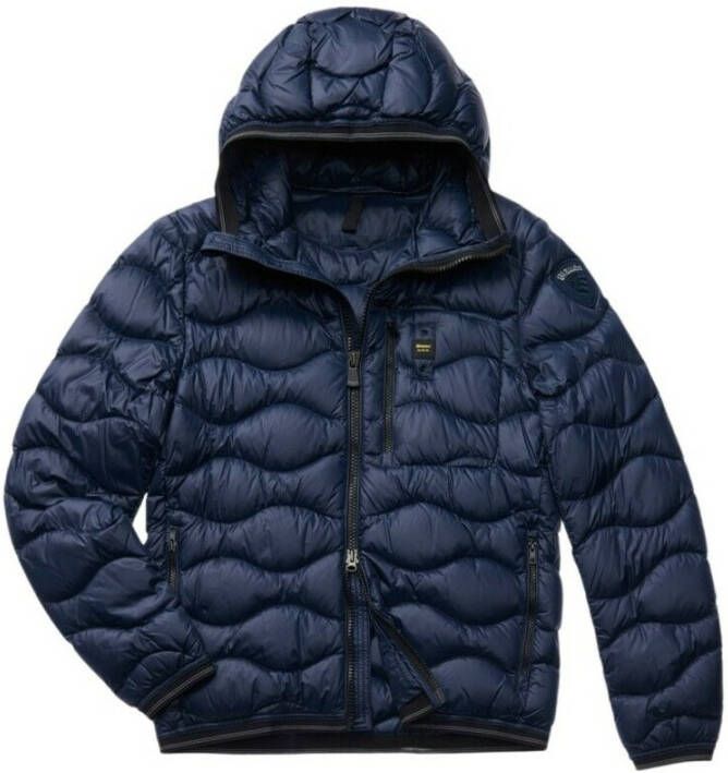 Blauer Gewatteerde Korte Jas Blauw Heren