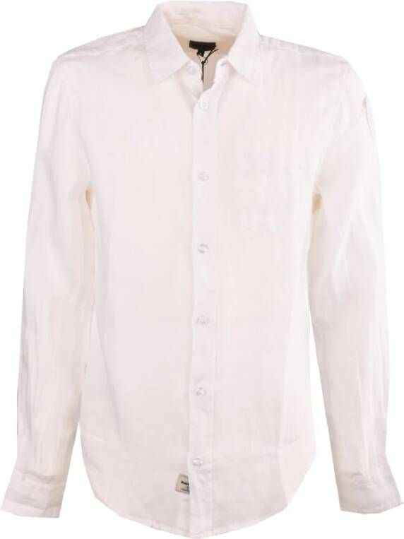 Blauer Witte Linnen Klassieke Overhemd White Heren