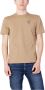 Blauer Beige Katoenen Korte Mouw T-Shirt Beige Heren - Thumbnail 1