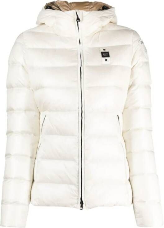 Blauer Witte Jas met Ritssluiting en Diverse Eigenschappen White Dames