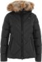 Blauer Geometrische Gewatteerde Nylon Jas met Afneembare Bontkraag Black Dames - Thumbnail 1