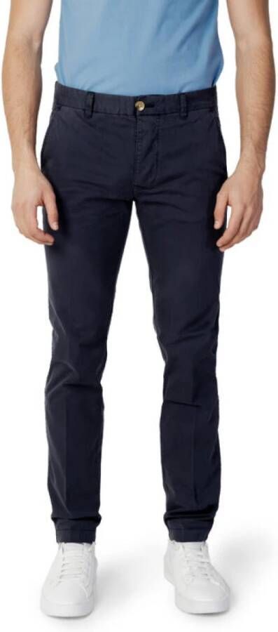 Blauer Blauwe effen broek met ritssluiting en knoopsluiting Blue Heren