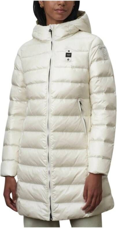 Blauer Lange Plumifero Parka met Licht Veren Vulling en Vaste Capuchon White Dames
