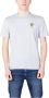Blauer Lichtblauw Effen Ronde Hals T-shirt Blauw Heren - Thumbnail 1