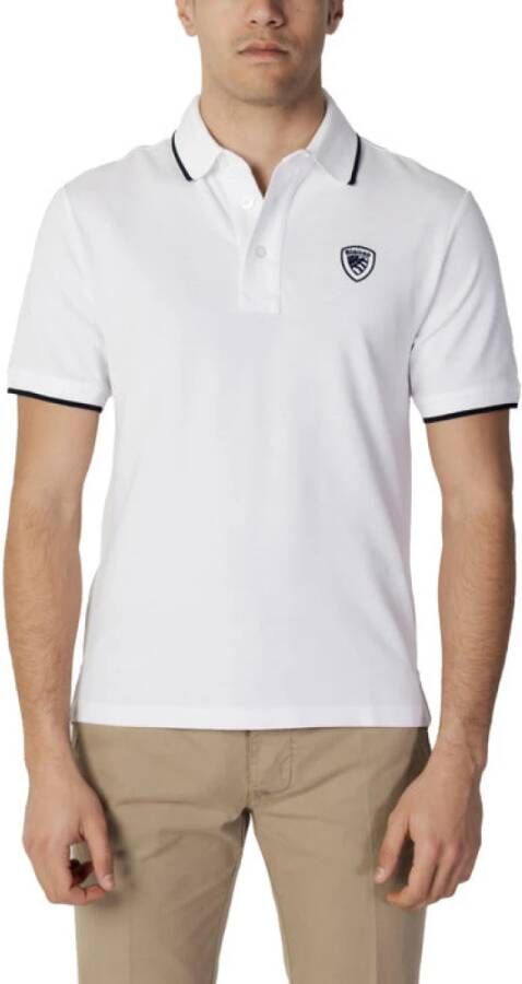 Blauer Tweekleurige Kraag Profiel Polo White Heren