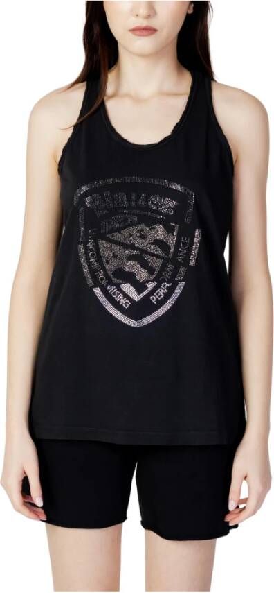 Blauer T-shirt Korte Mouw LOGO PAILLETTES 23SBLDH03408-005707