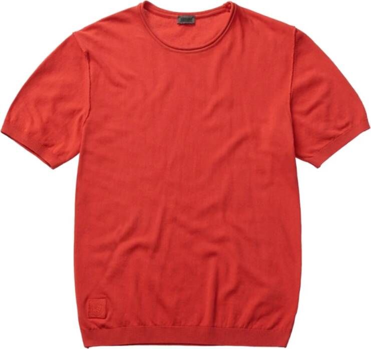 Blauer Stijlvolle Crew Neck T-Shirts voor Mannen Oranje Heren