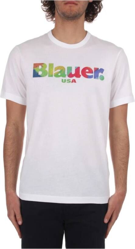 Blauer t-shirt Wit Heren