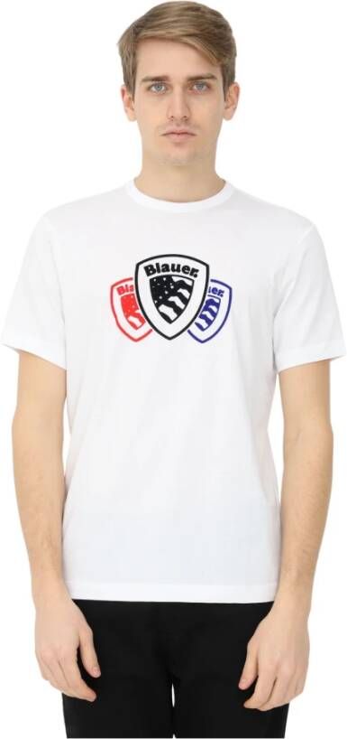 Blauer t-shirt Wit Heren
