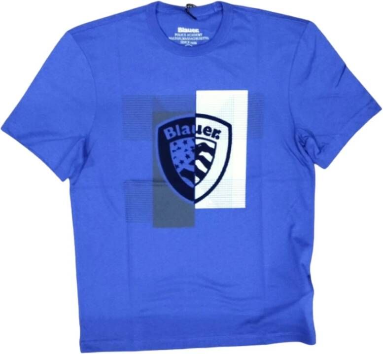 Blauer Klassiek Katoenen T-Shirt voor Heren Blauw Heren