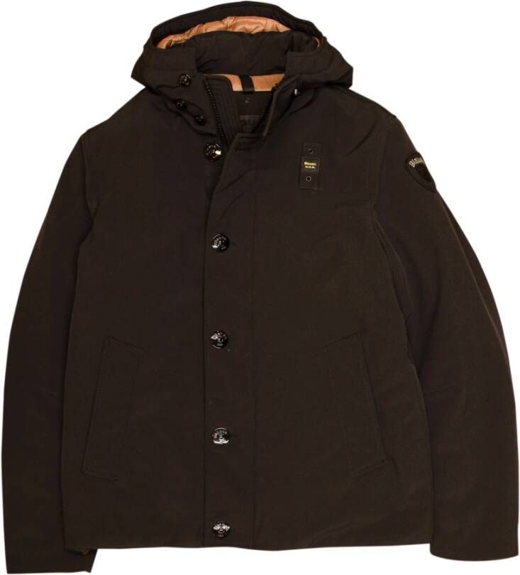 Blauer Neopreen Gewatteerd Jack met Capuchon Black Heren