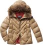 Blauer Geometrisch Gewatteerde Nylon Jas met Afneembare Bontkraag Beige Dames - Thumbnail 1