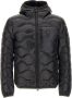 Blauer Gewatteerde Nylon Pufferjas met Capuchon Zwart Heren - Thumbnail 3