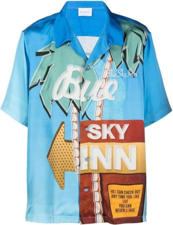 Blue Sky Inn Grafische Print Satijnen Bowling Shirt Multicolor Heren