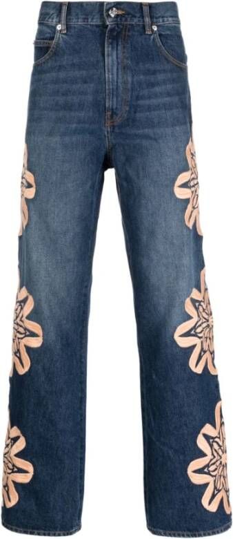 Bluemarble Bootcut jeans met bloemenborduursel Blue Heren