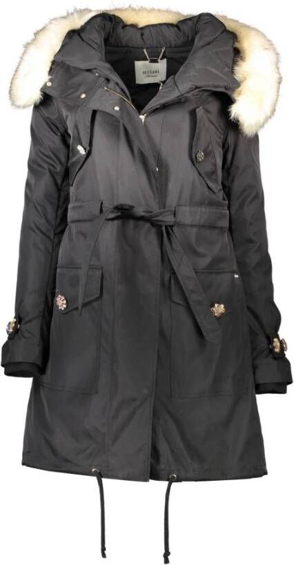 Blugirl Stijlvolle Parka Jas met Bont Capuchon Black Dames
