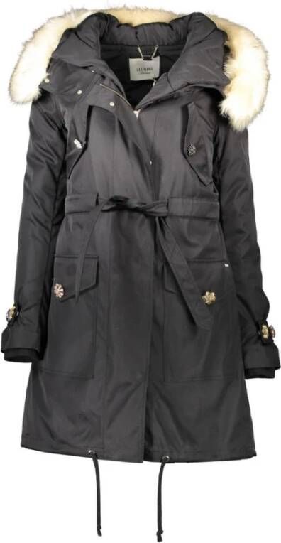 Blugirl Stijlvolle Parka Jas met Bont Capuchon Black Dames