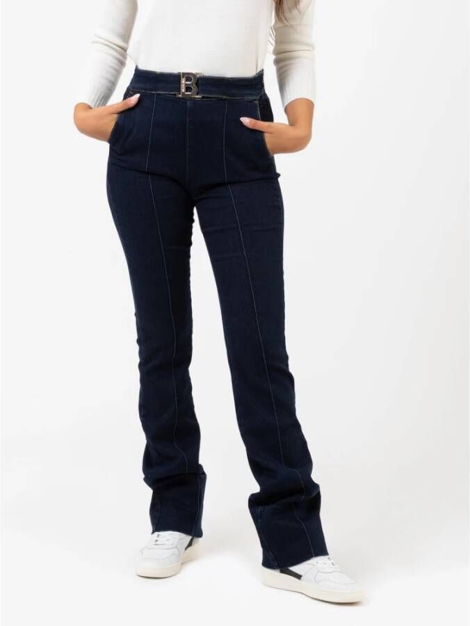 Blugirl Hoge Taille Denim Jeans met Gouden Gesp Blue Dames