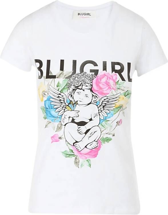 Blugirl T-shirt met logo Wit Dames
