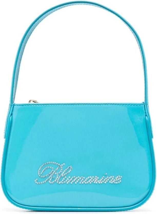 Blumarine Crossbody bags Light Blue- Patent Finish Mini Bag With Rhinestone in blauw