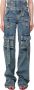 Blumarine Gewassen Cargo Jeans met Logo Borduursel Blue Dames - Thumbnail 1