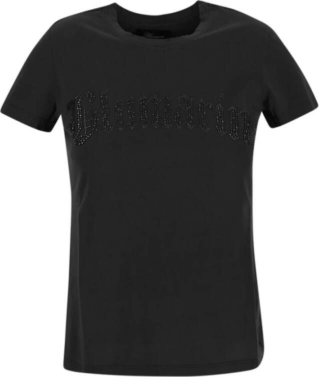 Blumarine Crystals Logo T-Shirt Zwart Dames