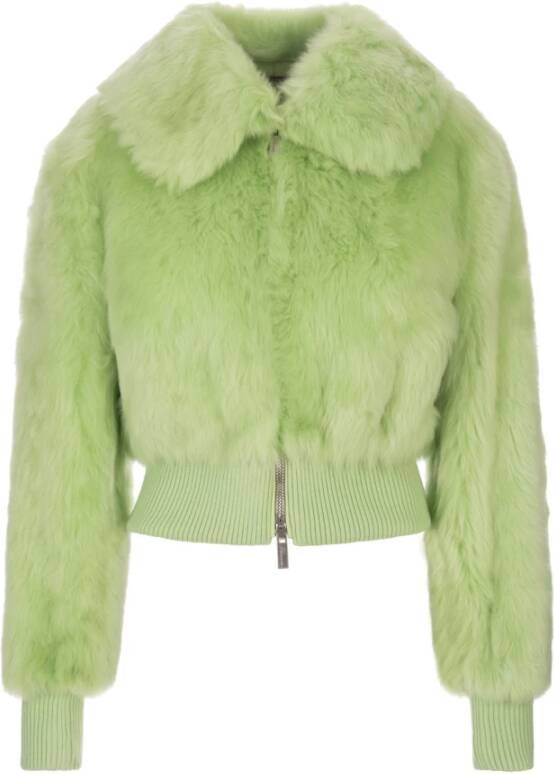 Blumarine Faux Fur & Shearling Jackets Green Dames