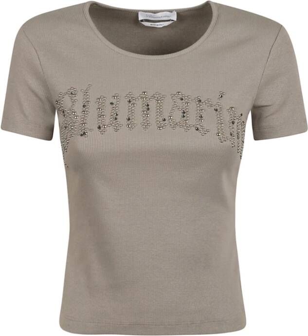 Blumarine Grijze T-shirts en Polos met geborduurd logo Gray Dames
