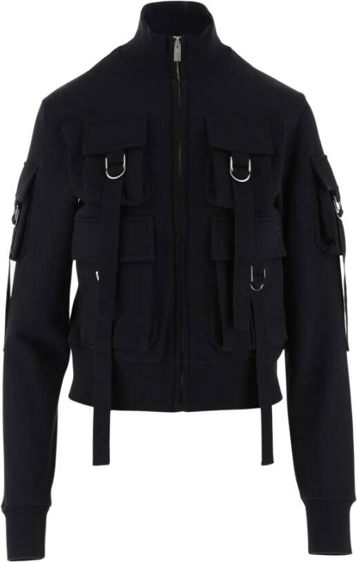Blumarine Katoenen sweatshirt met ritssluiting en multi-pocket ontwerp Zwart Dames