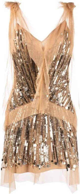 Blumarine Lovertjesjurk Beige Dames