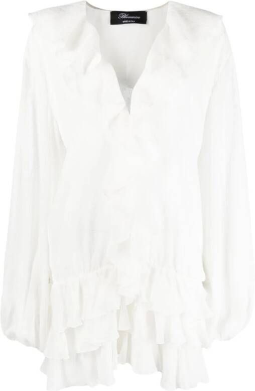 Blumarine Mini Dress With Flounces White Dames