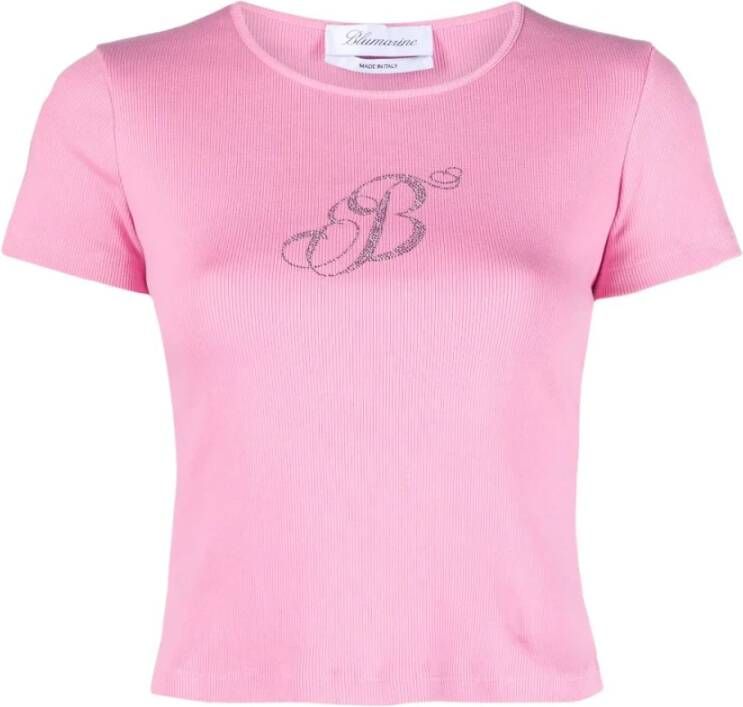 Blumarine Roze T-shirts en Polos met Kantvolant Roze Dames