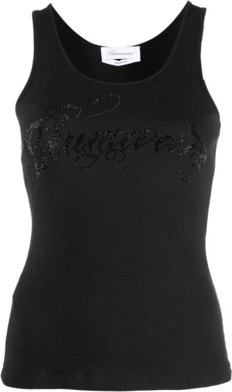 Blumarine Zwarte Tanktop met Strass Black Dames