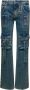 Blumarine Gewassen Cargo Jeans met Logo Borduursel Blue Dames - Thumbnail 3