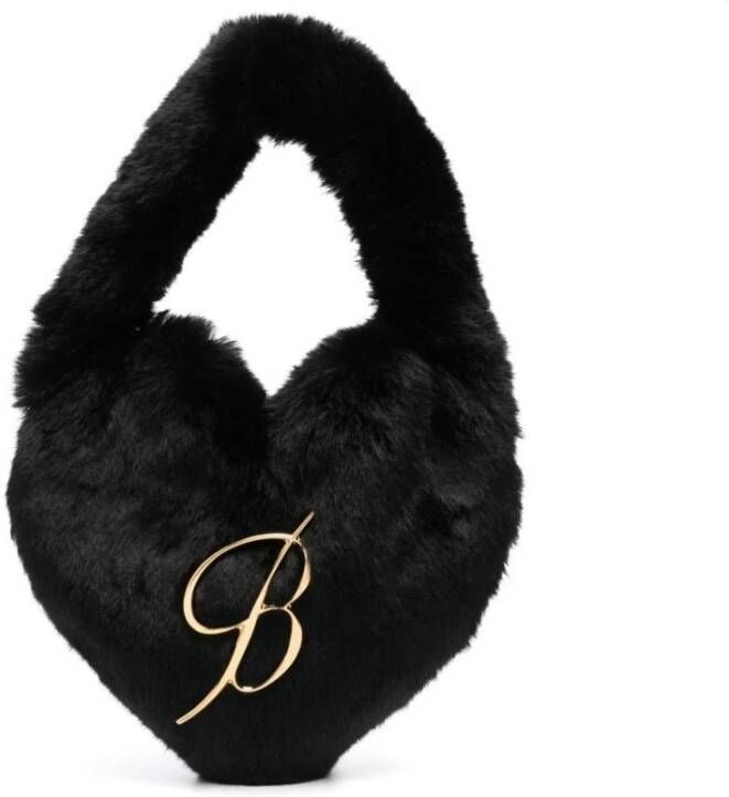 Blumarine Faux Fur Heart Handbag Zwart Dames