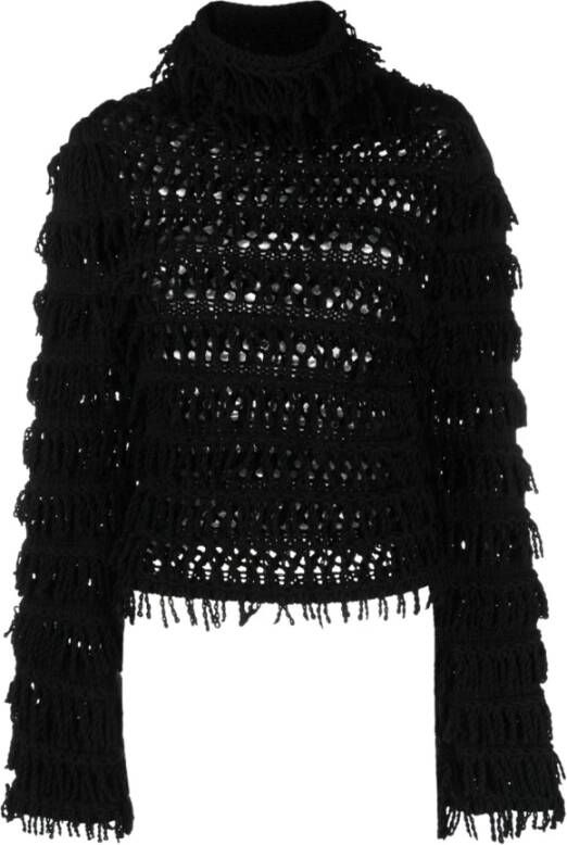 Blumarine Zwarte coltrui met franje detail Black Dames