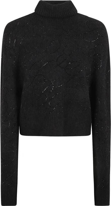 Blumarine Zwarte Sweaters met Hoog Logo Zwart Dames