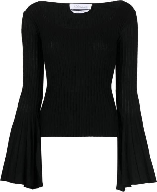 Blumarine Zwarte Sweaters met Plissé Detail Zwart Dames