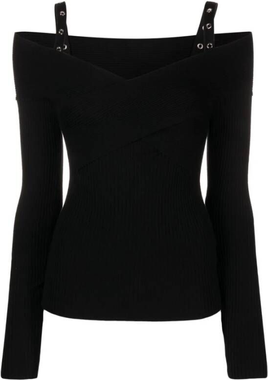 Blumarine Zwarte Sweaters met Schiffr + Veles Zwart Dames