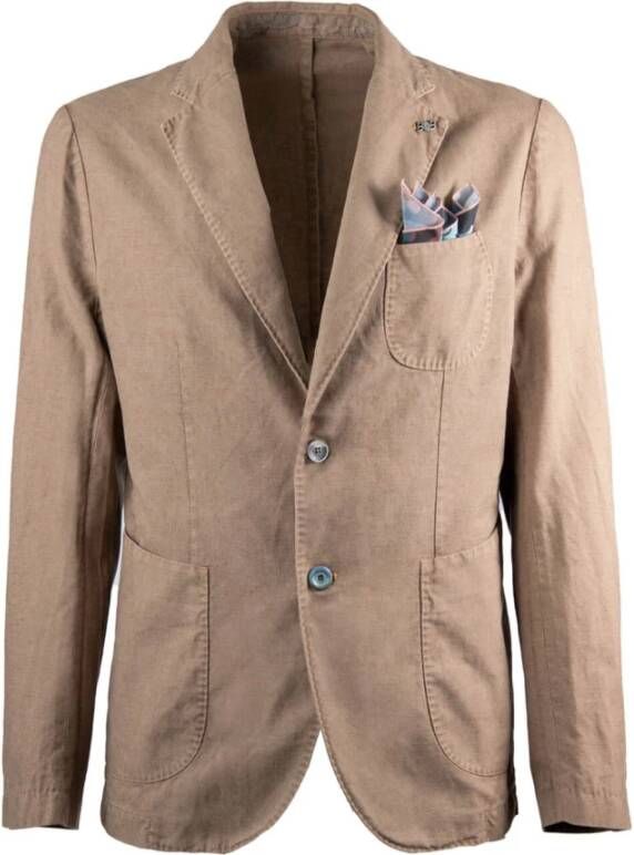 BOB Beige Katoenen Linnen Jas Beige Heren