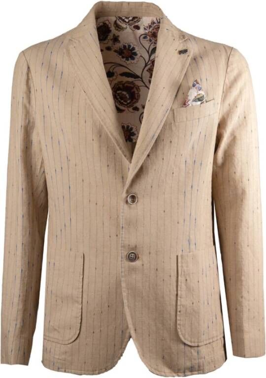 BOB Beige Pinstripe Jas Beige Heren