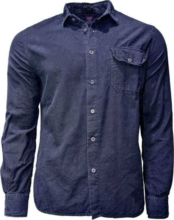 BOB Casual overhemd met handgeborduurde details Blauw Heren