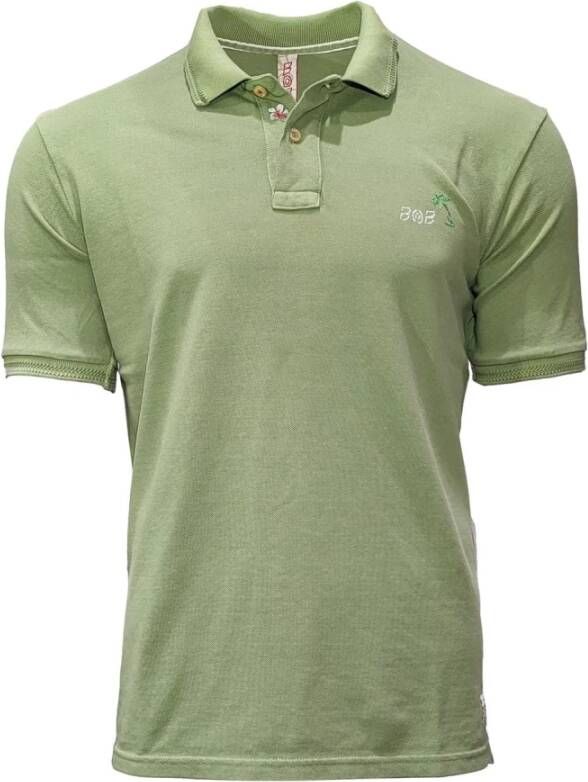 BOB Handgeschilderd Felix Kat Polo Shirt Groen Heren