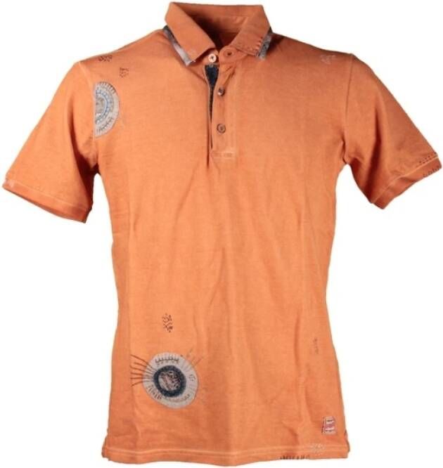 BOB Italiaans Handgemaakt Slim Fit Polo Shirt Oranje Heren