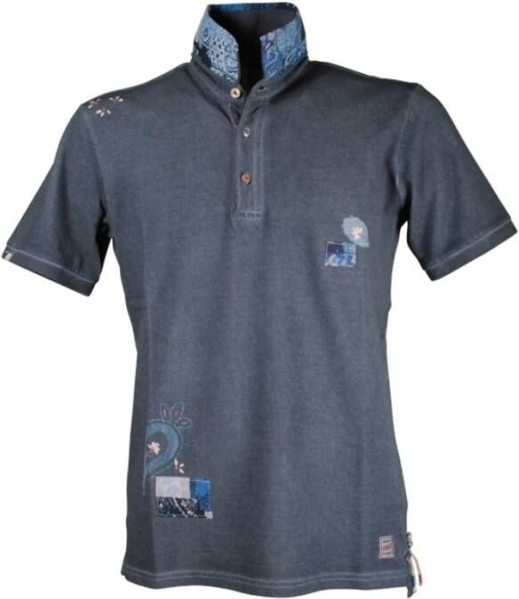 BOB Retro Slim Fit Polo Shirt Blauw Heren