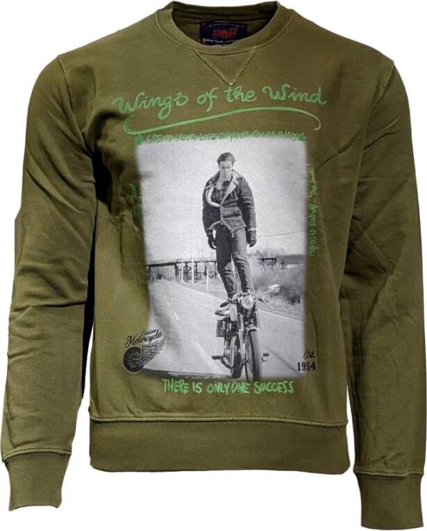 BOB Militair Groene Ronde Hals Sweatshirt Wing of the Wind Groen Heren