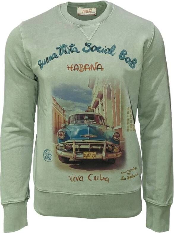 BOB Vintage Militair Groene Crew Neck Sweatshirt Groen Heren