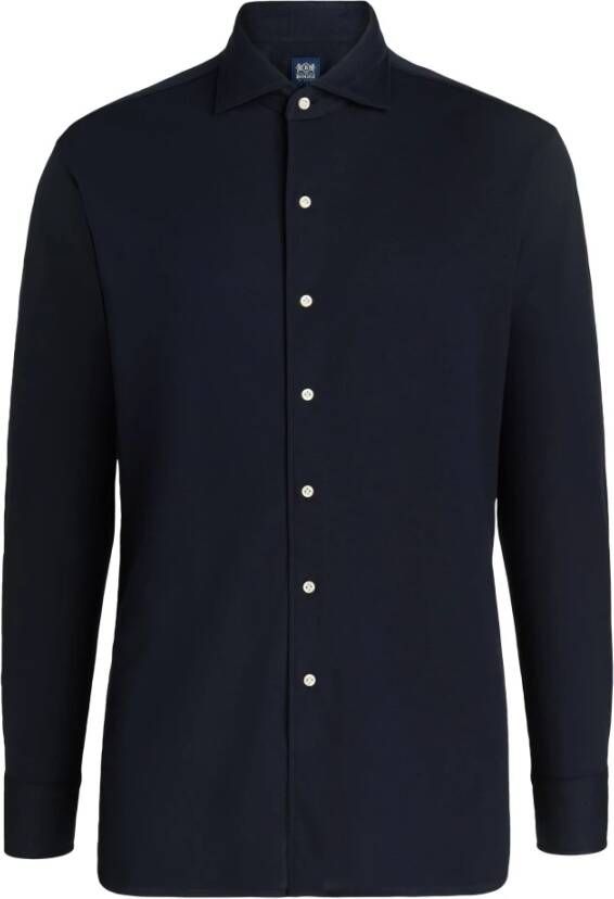 Boggi Milan Regular Fit Cotton Piqué Polo Shirt Blauw Heren