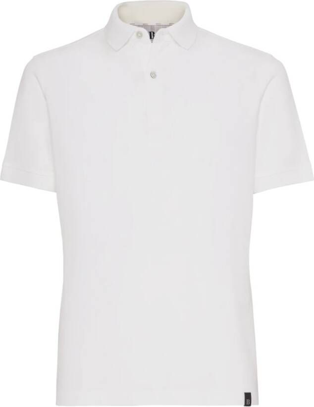 Boggi Milan Regular Fit Cotton Pique Polo Shirt Wit Heren